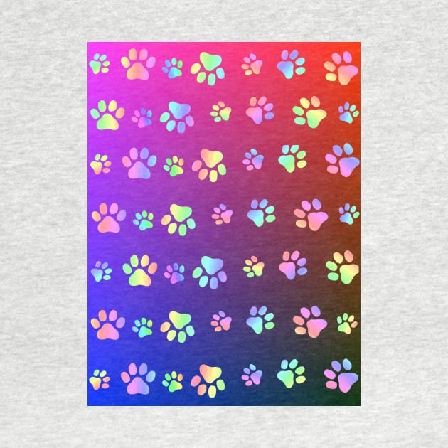 COLORFUL Dog Paw Print On Dark Blue by SartorisArt1